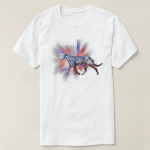 Patriottische Ierse Wolfshond Rood Wit en Blauw T-shirt