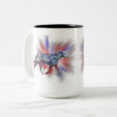 Patriottische Ierse Wolfshond rood wit en blauw Tweekleurige Koffiemok (Voorkant links)