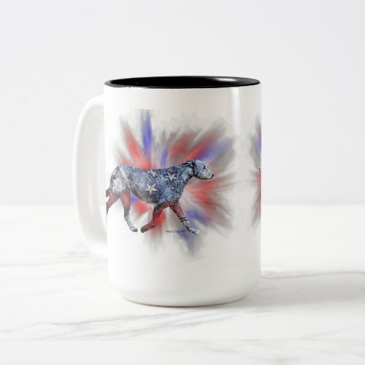 Patriottische Ierse Wolfshond rood wit en blauw Tweekleurige Koffiemok (Voorkant links)