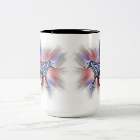 Patriottische Ierse Wolfshond rood wit en blauw Tweekleurige Koffiemok (Center)