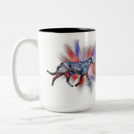 Patriottische Ierse Wolfshond rood wit en blauw Tweekleurige Koffiemok (Links)