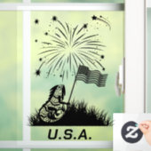 Patriottische Iguana op 4 juli Raamsticker (Huis)