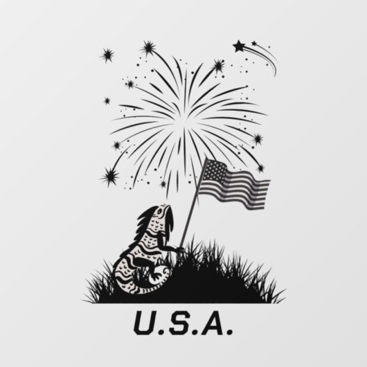 Patriottische Iguana op 4 juli Raamsticker (Vel)