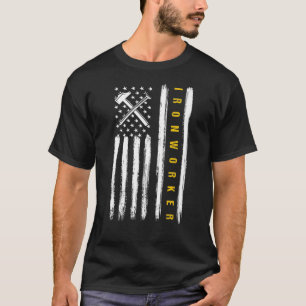 Patriottische ijronwerker Construction American Fl T-shirt