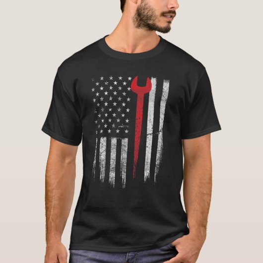 Patriottische ijronwerker USA Vlag Ironworking Wor T-shirt (Voorkant)