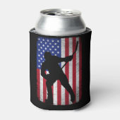 Patriottische ijshockey 4 juli Amerikaanse vlag Blikjeskoeler (Blikje Voorkant)