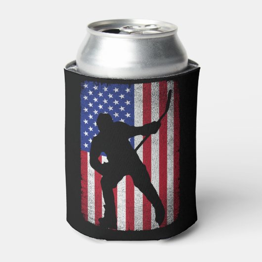 Patriottische ijshockey 4 juli Amerikaanse vlag Blikjeskoeler (Blikje Voorkant)