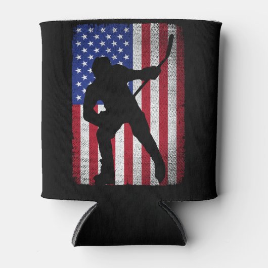 Patriottische ijshockey 4 juli Amerikaanse vlag Blikjeskoeler (Voorkant)