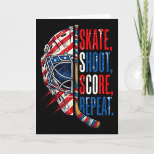 Patriottische IJshockey Schaats Schiet Score Herha Kaart