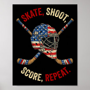 Patriottische ijshockey schaats schiet score herha poster