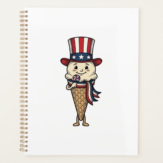 Patriottische Ijsje Kegel Vintage Gravure Design_ Planner (Voorkant)