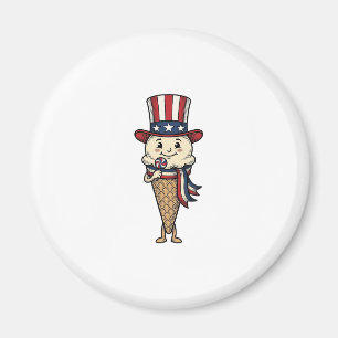 Patriottische Ijsje Kegel Vintage Gravure Ontwerp_ Magneet