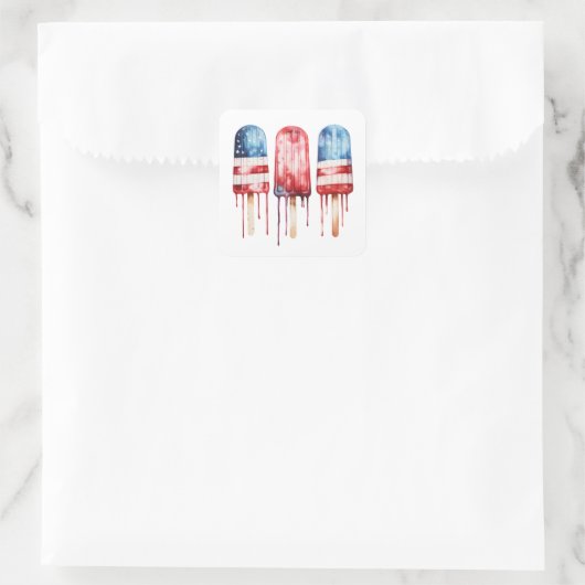 Patriottische ijslolly vierkante sticker (Tas)