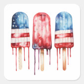 Patriottische ijslolly vierkante sticker (Voorkant)