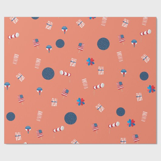 Patriottische ijslolly's en luchtvlaggen inpakpapi cadeaupapier (Vlak)