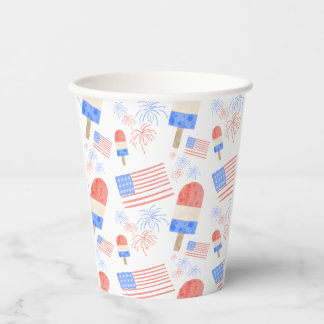 Patriottische ijslolly's en vuurwerk Paper Cup Papieren Bekers