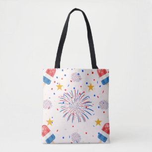 Patriottische ijspatroon en vuurwerkpatroon van Po Tote Bag