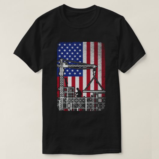 Patriottische ijzerwerker USA Amerikaanse vlag T-shirt (Design voorkant)
