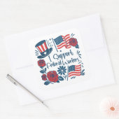 Patriottische Ik steun Federale Arbeiders, Fed Wer Vierkante Sticker (Envelop)