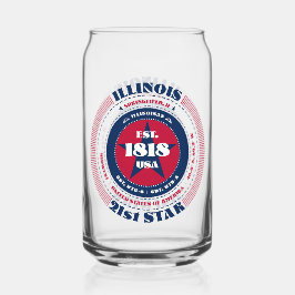 Patriottische Illinois Typografie Drinkware Set Blikvorm Glas