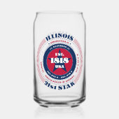 Patriottische Illinois Typografie Drinkware Set Blikvorm Glas (Achterkant)