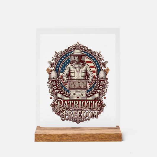 Patriottische Imker Vector Graphic T-shirt Acryl Bord (Voorkant)