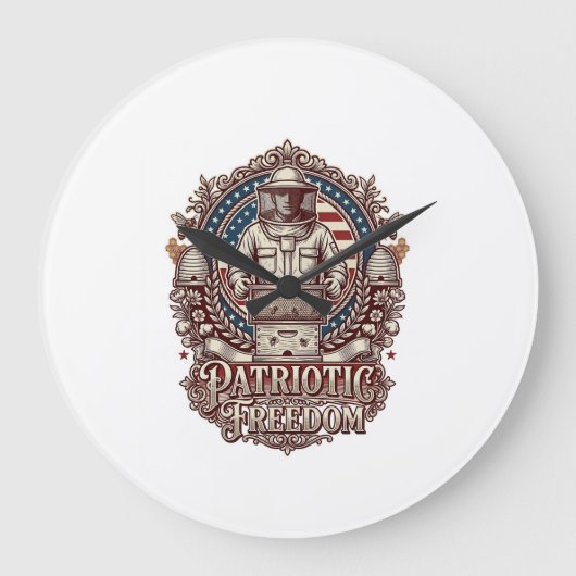 Patriottische Imker Vector Graphic T-shirt Grote Klok (Voorkant)
