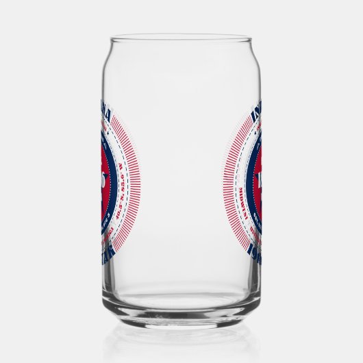 Patriottische Indiana Typography Drinkware Set Blikvorm Glas (Rechts)