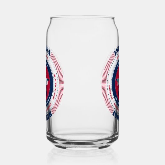 Patriottische Indiana Typography Drinkware Set Blikvorm Glas (Links)