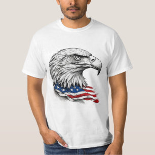 Patriottische Inkt Adelaar met Amerikaanse Vlag – T-shirt