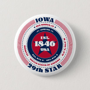 Patriottische Iowa Cirkel met State Details Ronde Button 5,7 Cm