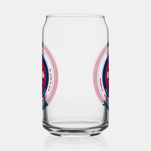 Patriottische Iowa Typography Drinkware Set Blikvorm Glas (Links)