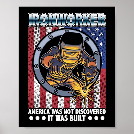 Patriottische Ironworker Amerika Bouwlasser Poster (Voorkant)