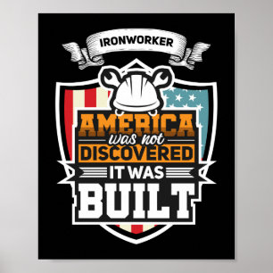 Patriottische Ironworker Amerika Bouwlasser Poster