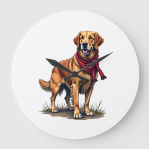 Patriottische Jacht Golden Retriever Vintage T-shi Grote Klok