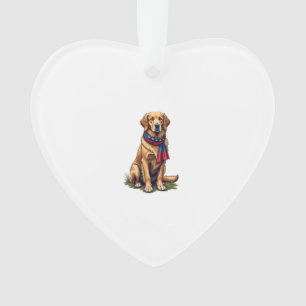 Patriottische Jacht Golden Retriever Vintage T-shi Ornament