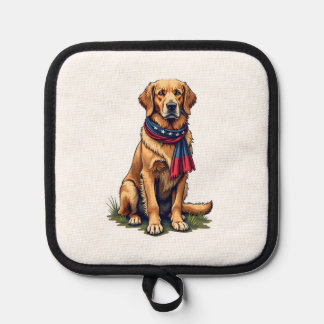 Patriottische Jacht Golden Retriever Vintage T-shi Pannenlap