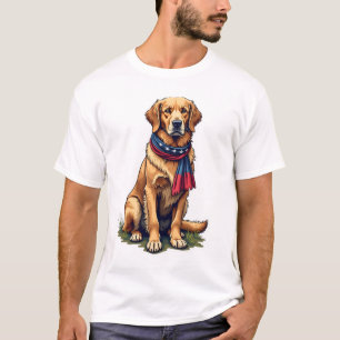 Patriottische Jacht Golden Retriever Vintage T-shi T-shirt