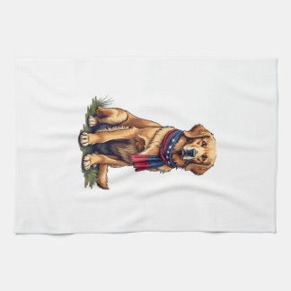Patriottische Jacht Golden Retriever Vintage T-shi Theedoek