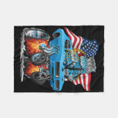 Patriottische jaren 60 Spierauto Grappige Dragster Fleece Deken (Voorkant (Horizontaal))