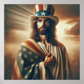 Patriottische Jezus Amerikaanse Christelijke Bijbe Poster (Voorkant)