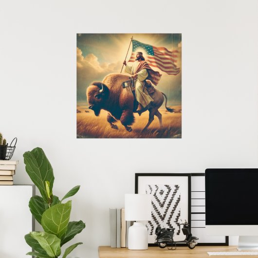 Patriottische Jezus Amerikaanse Christelijke Bijbe Poster (Thuiskantoor)