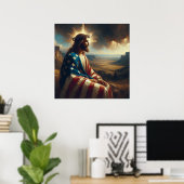 Patriottische Jezus Amerikaanse Christelijke Bijbe Poster (Thuiskantoor)