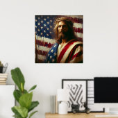 Patriottische Jezus Amerikaanse Christelijke Bijbe Poster (Thuiskantoor)