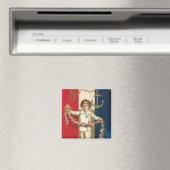 Patriottische jongen vierkante magneet (Insitu (Vaatwasser))