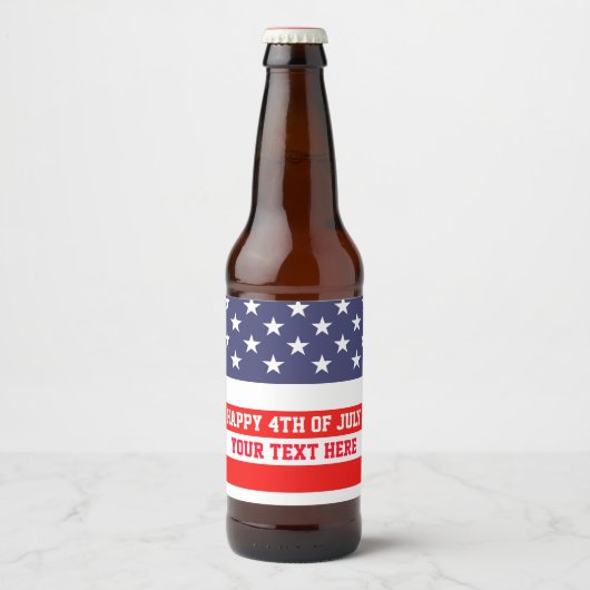 Patriottische Juli 4th Amerikaanse vlag bier flese Etiket (Voorkant)