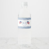 Patriottische Juli 4th Monogram Bruiloft Douche Pa Waterfles Etiket (Voorkant)