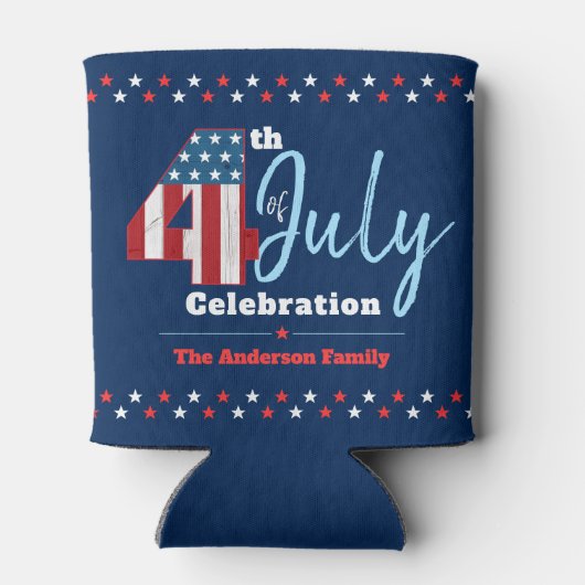 Patriottische Juli 4th Rood Wit Blauw USA Vlag Ste Blikjeskoeler (Achterkant)