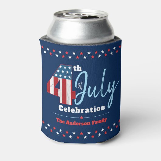 Patriottische Juli 4th Rood Wit Blauw USA Vlag Ste Blikjeskoeler (Blikje Achterkant)