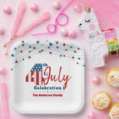 Patriottische Juli 4th Rood Wit Blauw USA Vlag Ste Papieren Bordje (Feest)